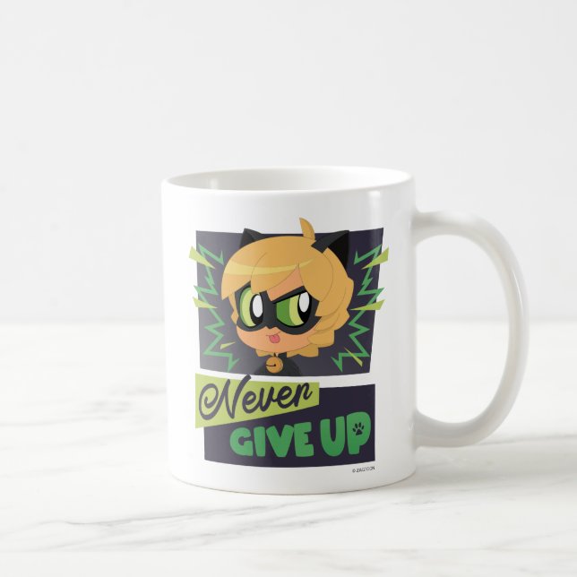 Chibi Cat Noir geben nie auf Kaffeetasse (Rechts)