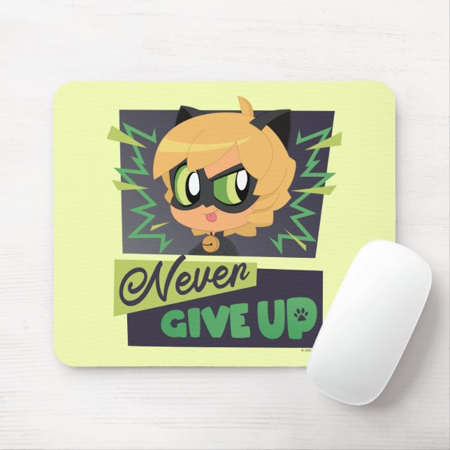 Chibi Cat Noir geben nie auf Mousepad (Mit Mouse)