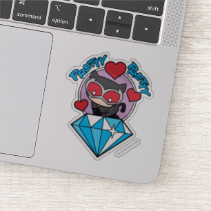Chibi Catfrau sitzt oben auf großen Diamanten Aufkleber