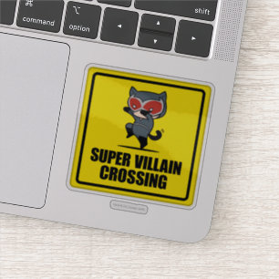 Chibi Catfrau Super Villain Crossing Sign Aufkleber