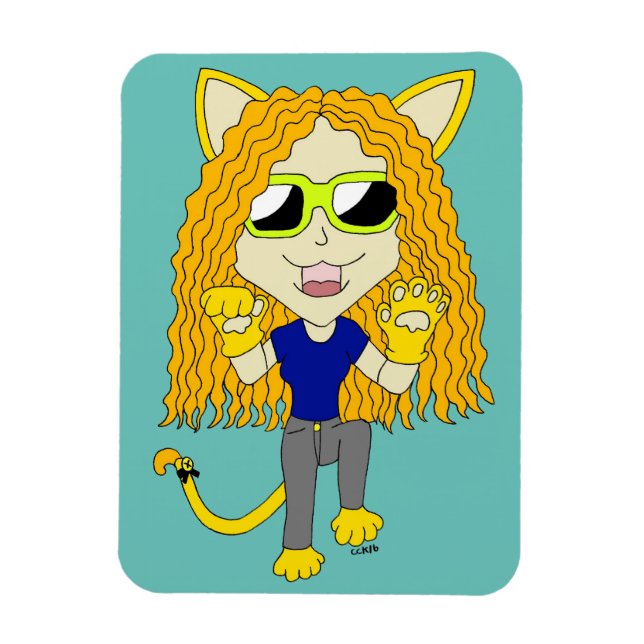 Chibi Catgirl mit Pfoten Magnet (Vertikal)