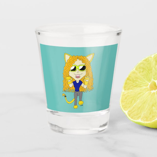 Chibi Catgirl mit Pfoten Schnapsglas (Vorderseite)