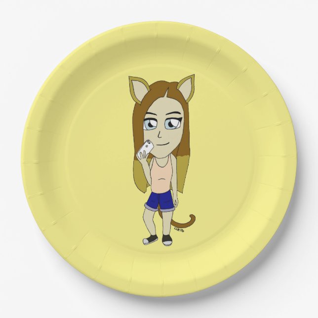 Chibi Catgirl Pappteller (Vorderseite)