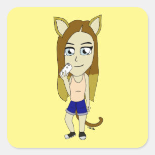 Chibi Catgirl Quadratischer Aufkleber