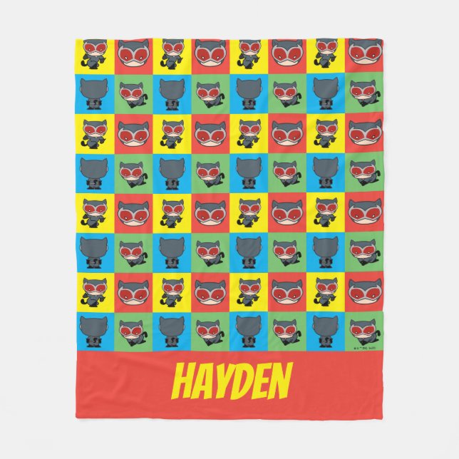 Chibi Catwoman Character Posen Fleecedecke (Vorderseite)