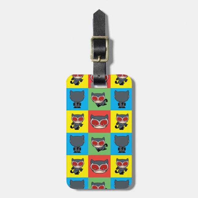 Chibi Catwoman Character Posen Gepäckanhänger (Vorderseite vertikal)