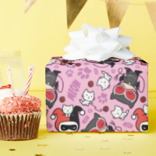 Chibi Catwoman, Harley Quinn & Kittens Pattern Geschenkpapier