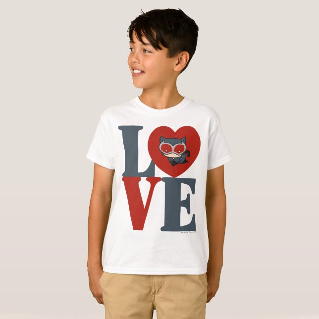 Chibi Catwoman LIEBE T-Shirt (Vorne ganz)