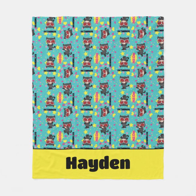 Chibi Catwoman Pattern Fleecedecke (Vorderseite)