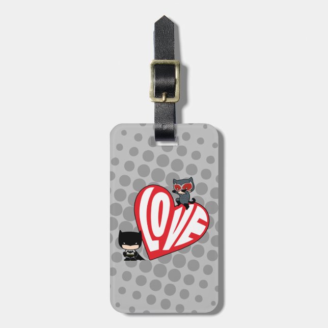 Chibi Catwoman Pounce zu Batman Gepäckanhänger (Vorderseite vertikal)