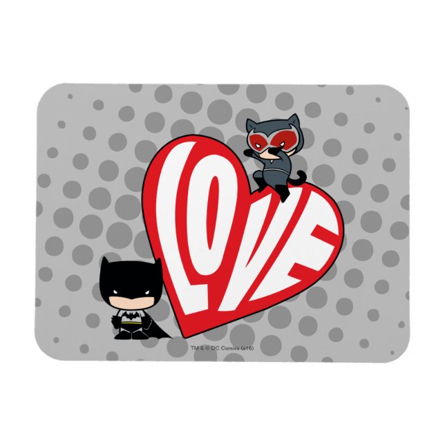 Chibi Catwoman Pounce zu Batman Magnet (Horizontal)
