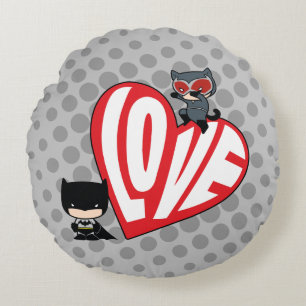 Chibi Catwoman Pounce zu Batman Rundes Kissen