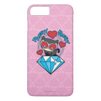 Chibi Catwoman sitzt oben auf großen Diamanten