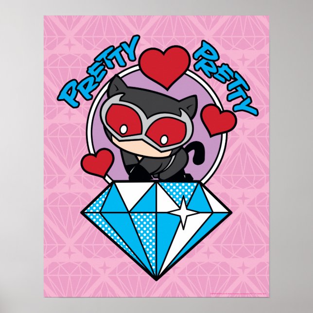 Chibi Catwoman sitzt oben auf großen Diamanten Poster (Vorne)