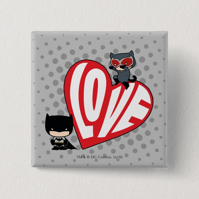 Chibi Catwoman springt auf Batman Button (Vorderseite)