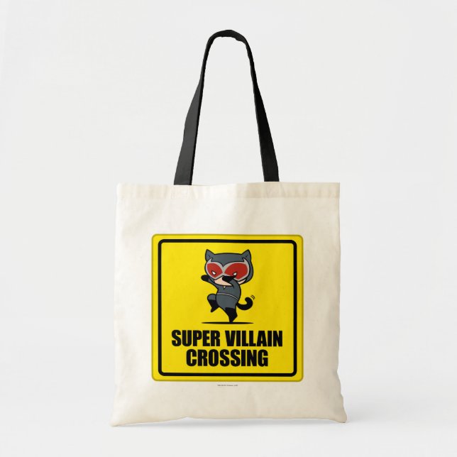 Chibi Catwoman Super Villain Crossing Sign Tragetasche (Vorne)