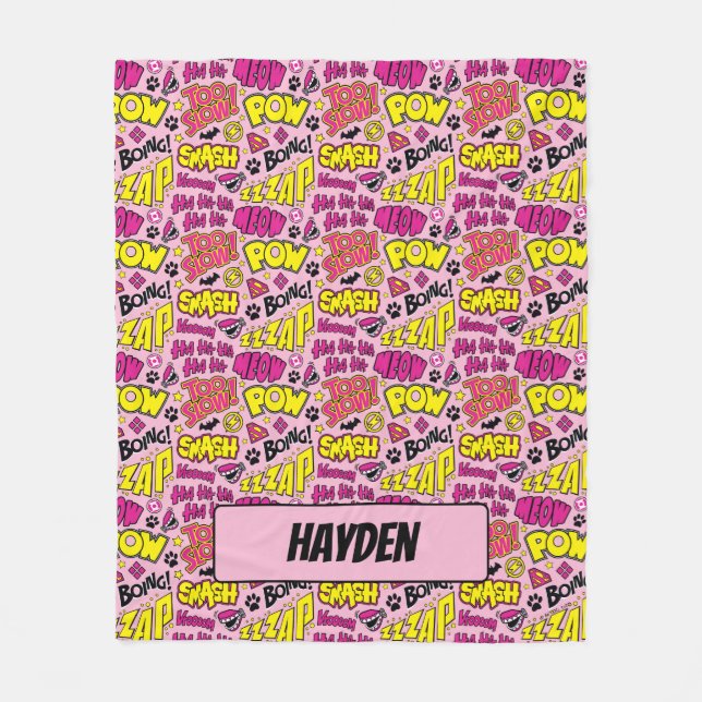 Chibi-Comic-Phrasen und Logos-Muster Fleecedecke (Vorderseite)