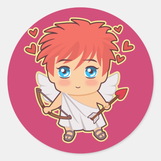Chibi Cupid Runder Aufkleber (Vorderseite)