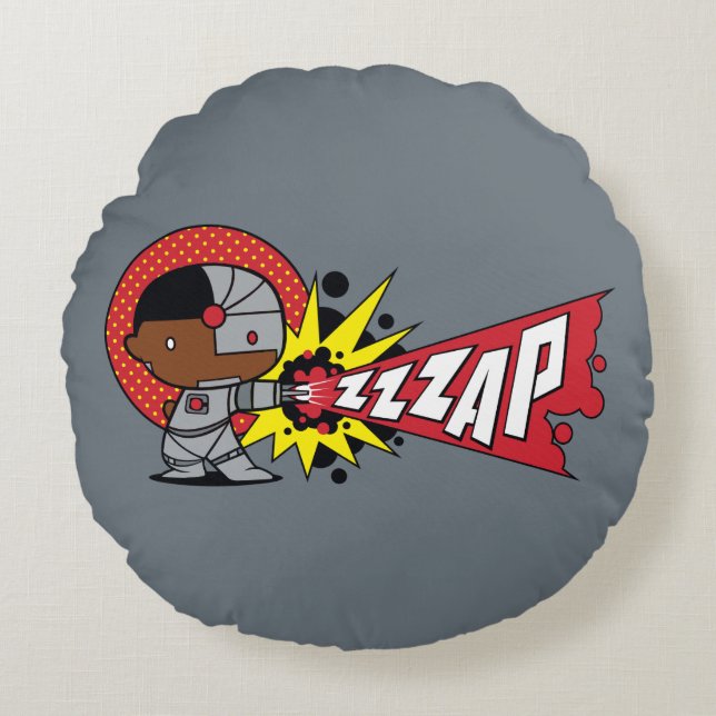 Chibi Cyborgs zybernetische Cannon Rundes Kissen (Vorderseite)