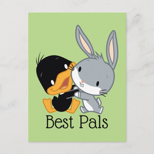 Chibi DAFFY DUCK™ & BUGS BUNNY™ Postkarte (Vorderseite)