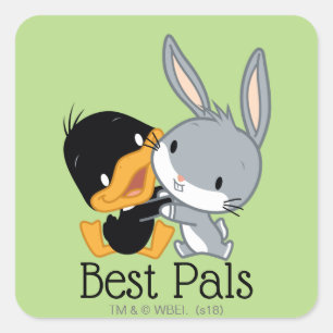 Chibi DAFFY DUCK™ & BUGS BUNNY™ Quadratischer Aufkleber