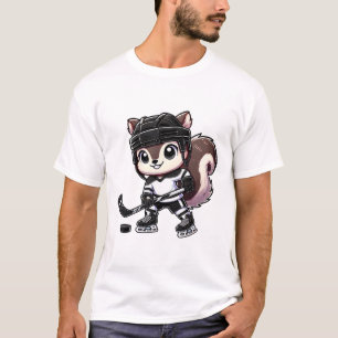 Chibi-Eichhörnchen spielt lustiges Eishockey T-Shirt