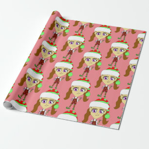 Chibi elf geschenkpapier