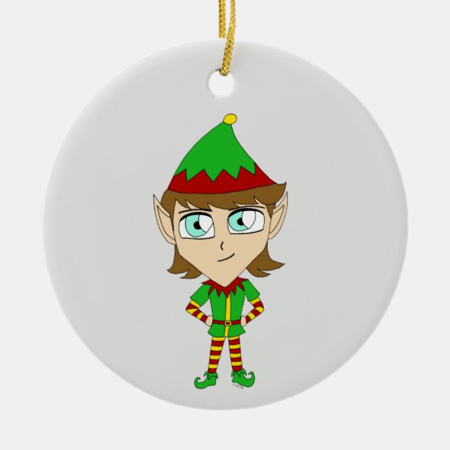 Chibi-elf-Keramik Keramik Ornament (Vorne)