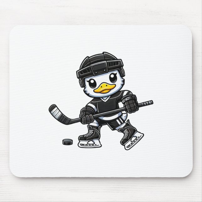 Chibi-Ente spielt Eishockey Süßes Design  Mousepad (Vorne)