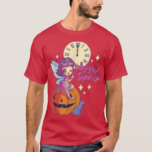 Chibi Fairy Godmutter Black Cat Pumpkin Halloween T-Shirt