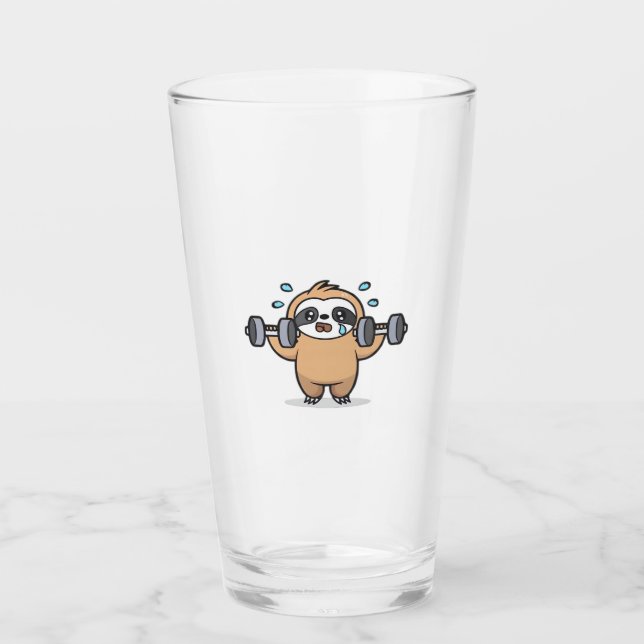 Chibi Faultier Fitnessstudio Misserfolg � Cute Kaw Glas (Vorderseite)