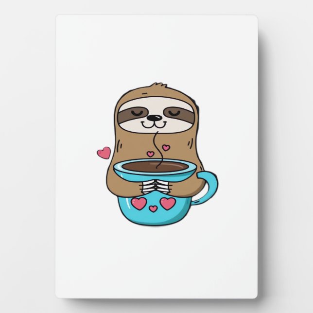 Chibi Faultier Kaffeeliebhaber � Cute Kawaii Fault Fotoplatte (Vorderseite)