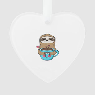 Chibi Faultier Kaffeeliebhaber � Süßes Kawaii Faul Ornament
