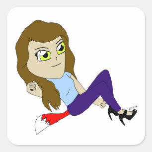 Chibi-Foxy-Girl-Aufkleber Quadratischer Aufkleber