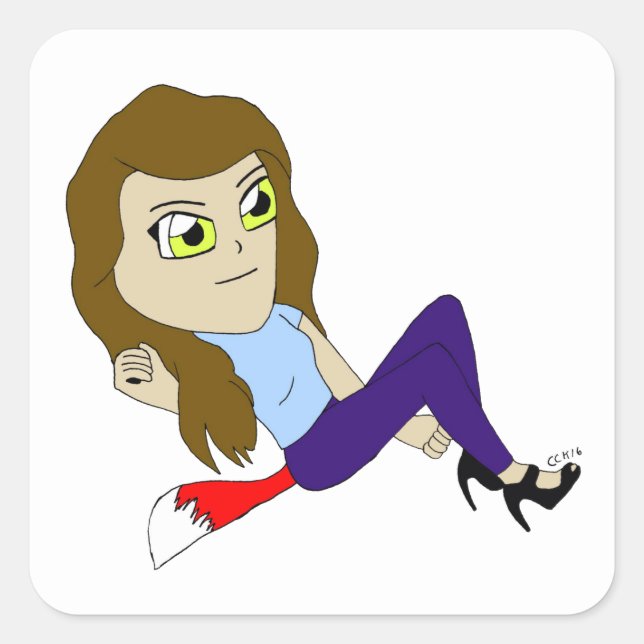 Chibi-Foxy-Girl-Aufkleber Quadratischer Aufkleber (Vorderseite)