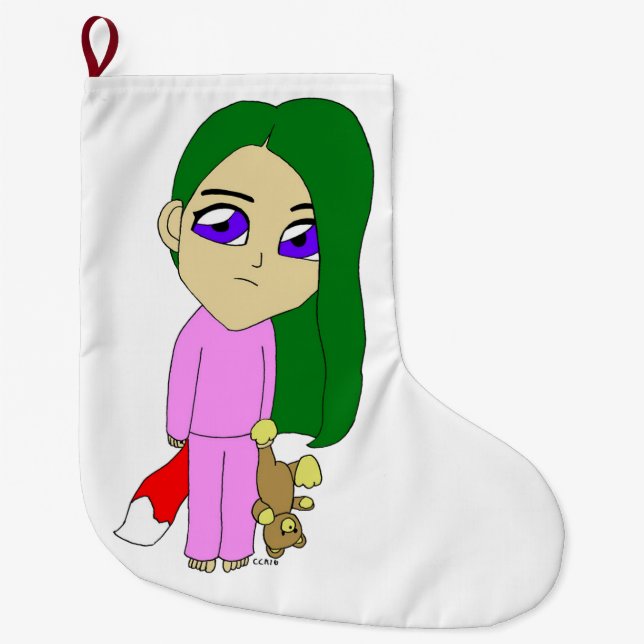 Chibi Foxy Girl Großer Weihnachtsstrumpf (Vorderseite)