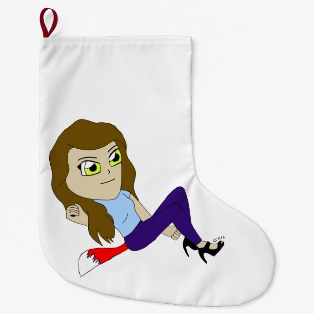 Chibi Foxy Girl Großer Weihnachtsstrumpf (Vorderseite)