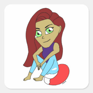 Chibi Foxy Girl Quadratischer Aufkleber