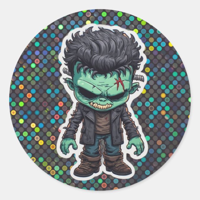 Chibi Frankenstein Monster Cartoon Sticker (Vorderseite)