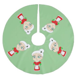 Chibi-Frau Weihnachtsmann Polyester Weihnachtsbaumdecke