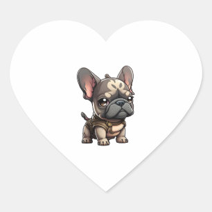 Chibi French Bulldog Herz-Aufkleber