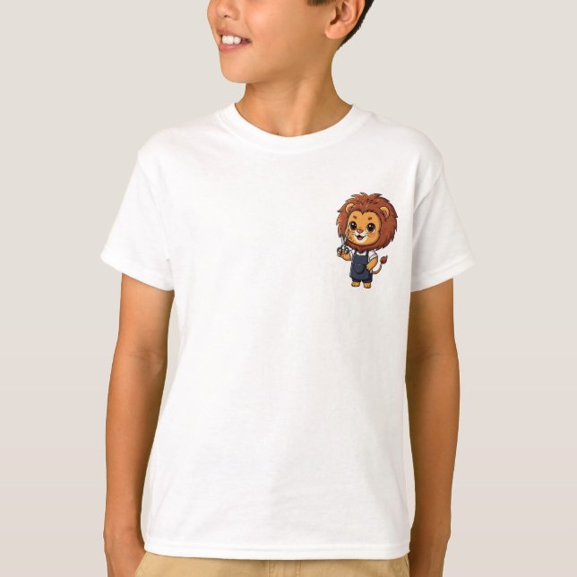 Chibi-Friseur-Löwe-Künstler-Kinder T-Shirt (Vorderseite)