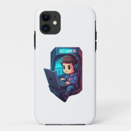 Chibi Gamers Quest: Falldesigns für Neon Arcade Case-Mate iPhone Hülle