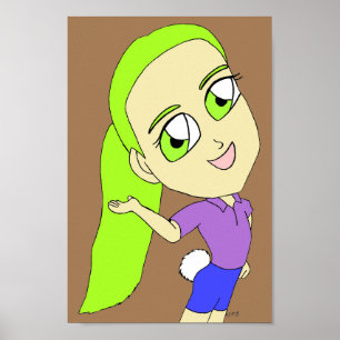 Chibi-Girl mit einem sonnigen Schwanz-Plakat Poster