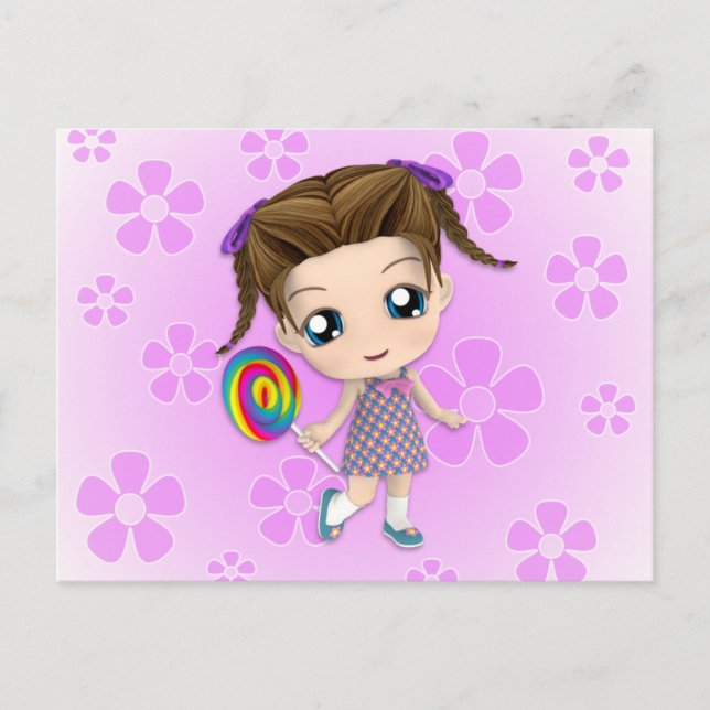 Chibi Girl Postcard Postkarte (Vorderseite)