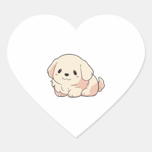 Chibi Golden Retriever Welppy Herz-Aufkleber