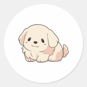 Chibi Golden Retriever Welppy Runder Aufkleber