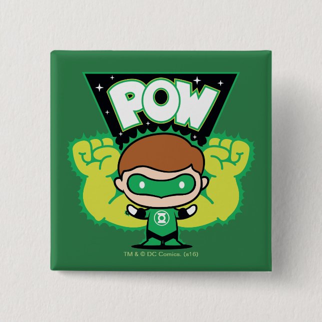 Chibi Green Lantern bilden Riesenfäuste Button (Vorderseite)