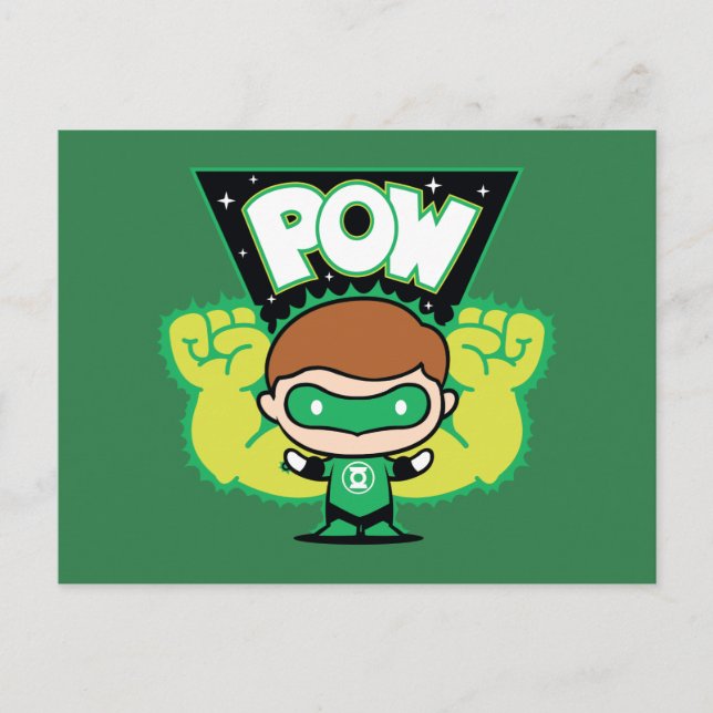Chibi Green Lantern bilden Riesenfisten Postkarte (Vorderseite)