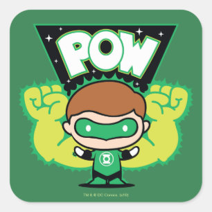 Chibi Green Lantern bilden Riesenfisten Quadratischer Aufkleber